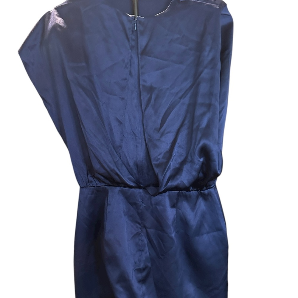 Amanda Uprichard New York 100% Silk Navy Blue Dress Women’s S/M Asymmetrical Hem - Picture 9 of 13